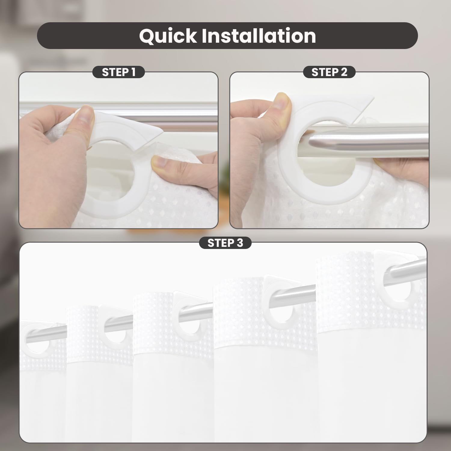 Inhousolu 72x72 Mesh Top Shower Curtain Set