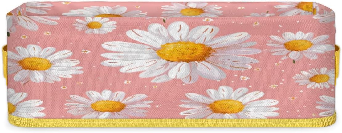 Daisy Spring Flower Toilet Paper Basket with Handle for Bathroom Storage