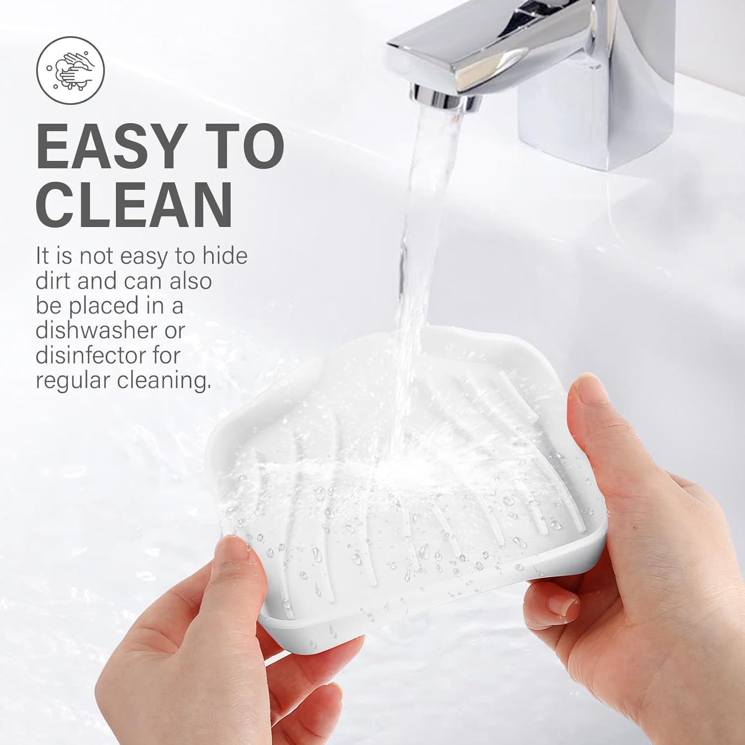 SAISN Silicone Soap Dish 2 Pack with Drain