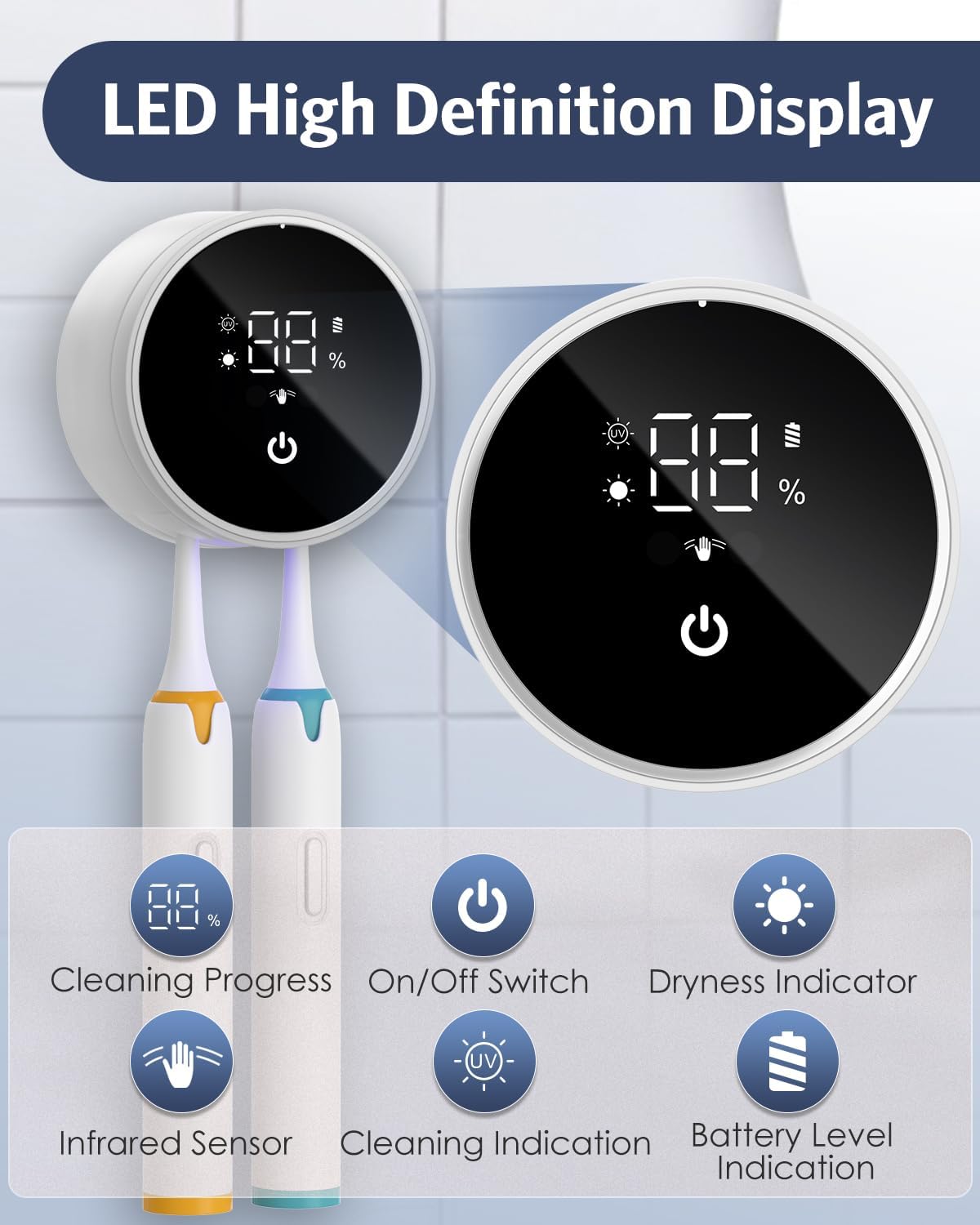 UV Toothbrush Cleaner Holder with Auto Sensor