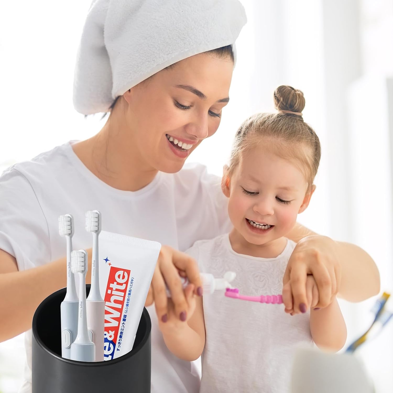 Matte Black Ceramic Toothbrush Holder - 1 Cup Reusable Bathroom Organizer