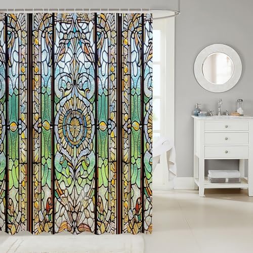 Feelyou Colorful Art Glass Shower Curtain 72x72