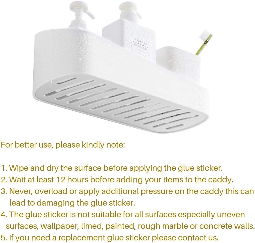 SUNFICON Adhesive Shower Caddy Wall Mounted Storage Rack Gray