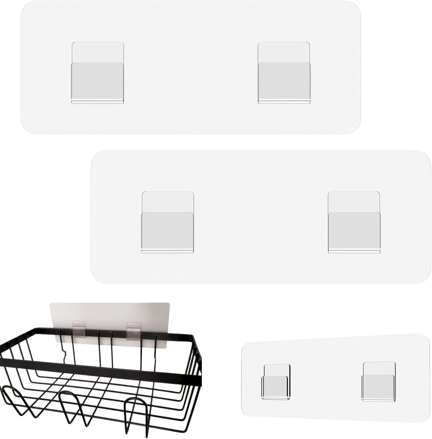 Meyrwoy Shower Caddy Adhesive Replacement Stickers 2Pcs Transparent Suction Hooks