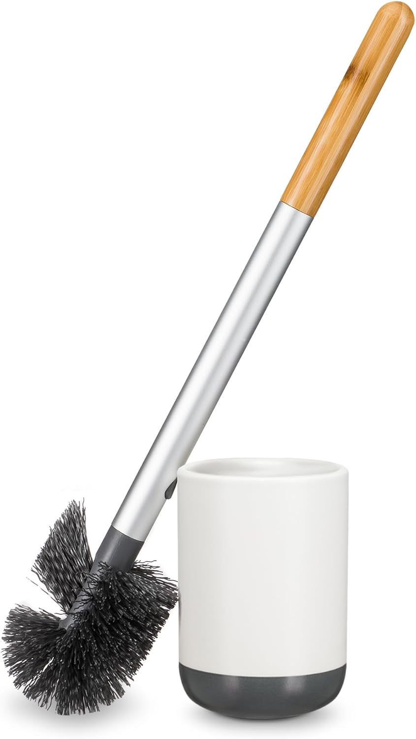 Full Circle Scrub Queen Toilet Brush with Ceramic Holder and Diatomaceous Earth Disk