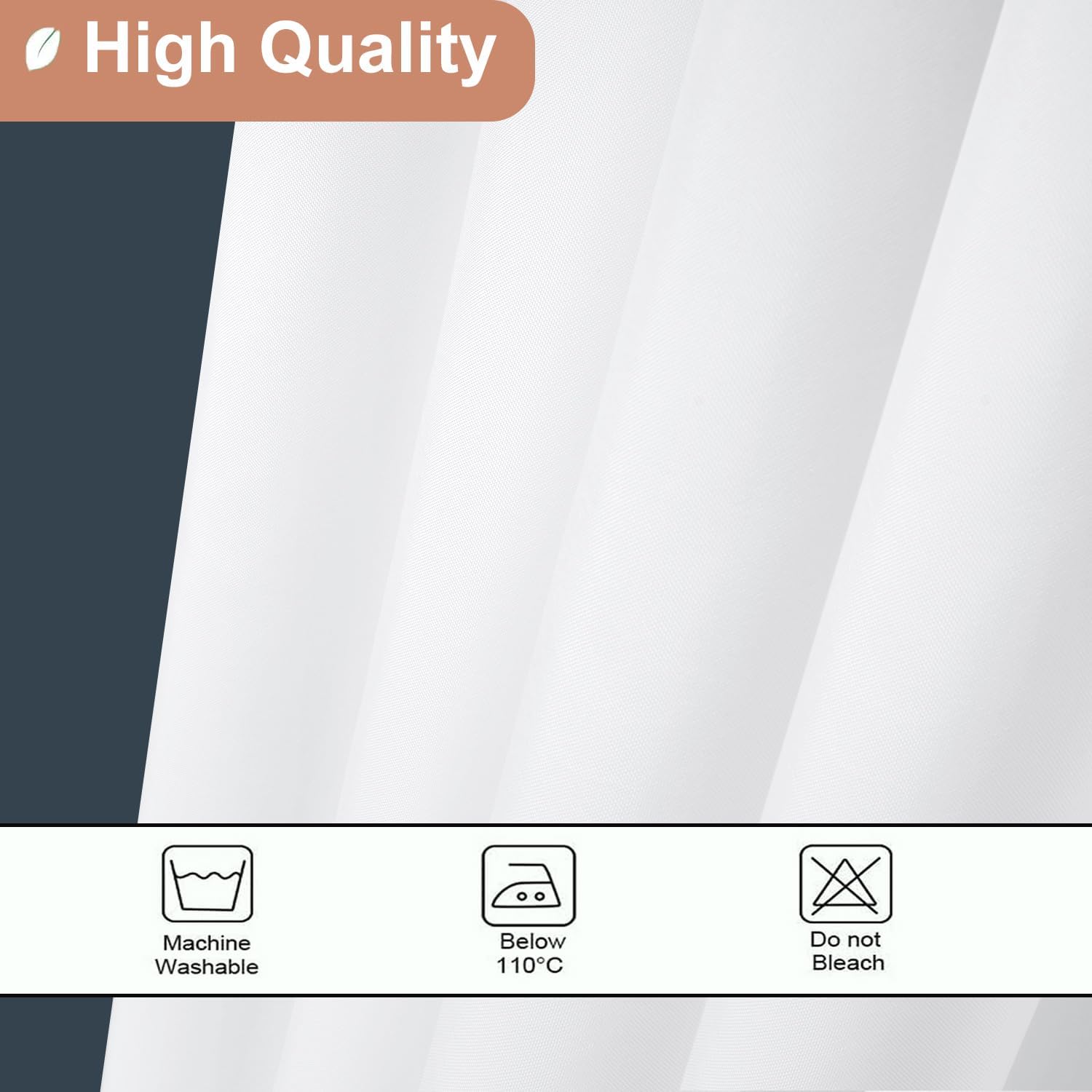 UFRIDAY 48x72 Inch White Shower Curtain with 8 Hooks