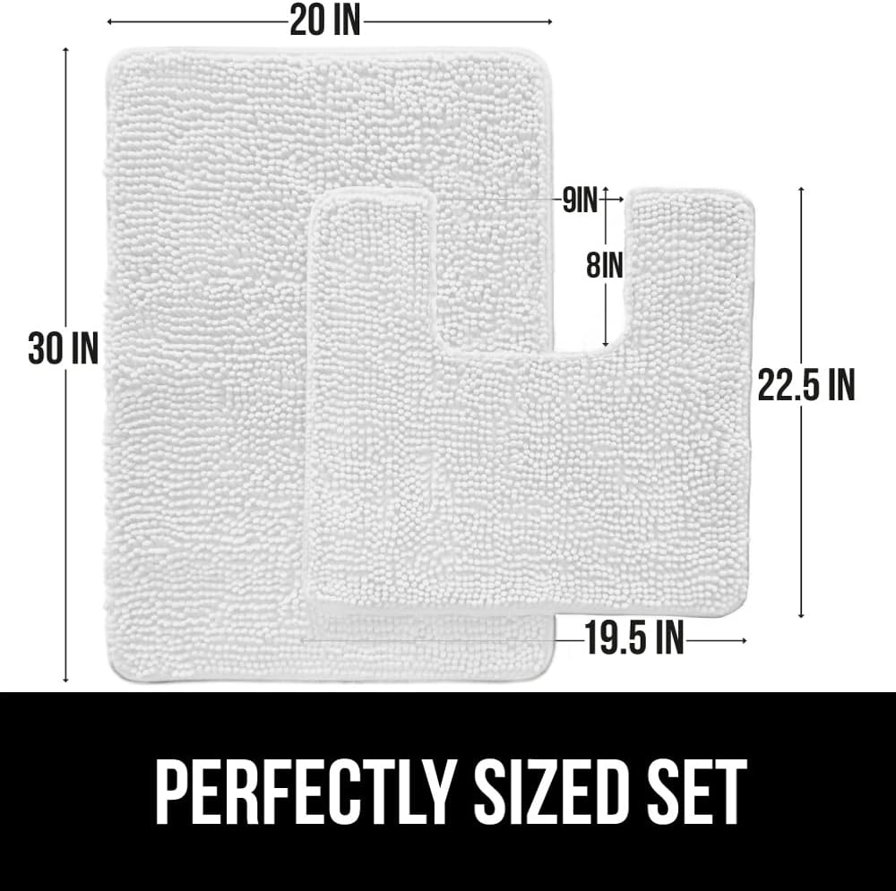 Gorilla Grip White Bath Rug and Shower Curtain Set