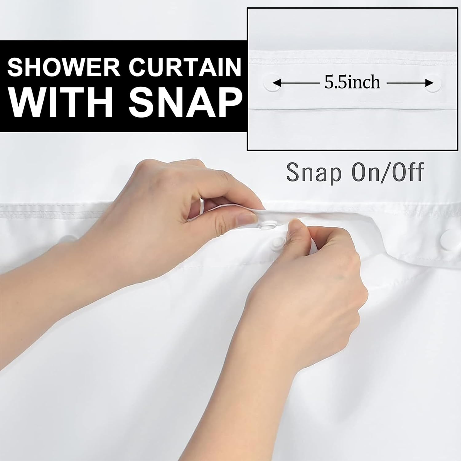 AWERT Forest Grey No Hook Shower Curtain with Liner