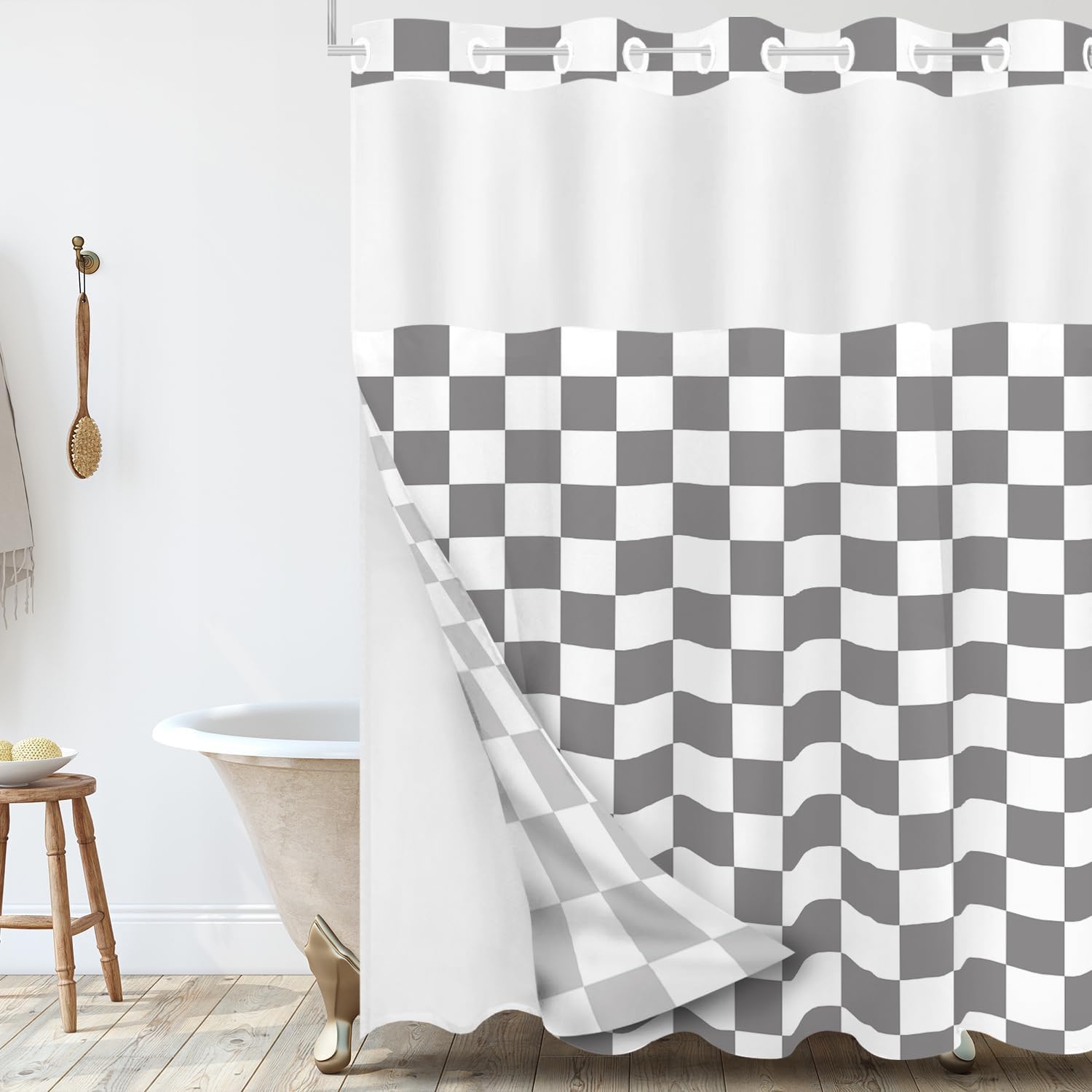 Tititex Luxury Snap-In Liner Shower Curtain Set