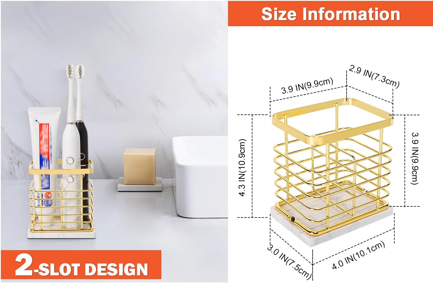 HarJue Luxury Toothbrush Holder with Marble Base