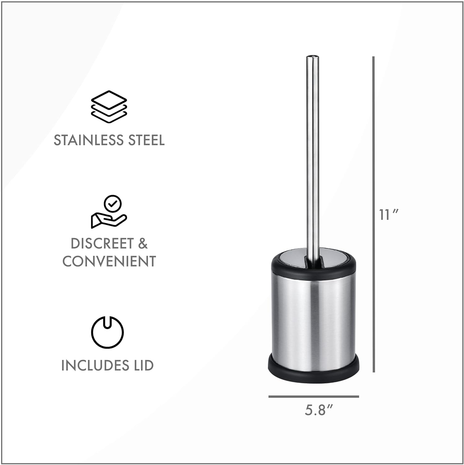 ToiletTree Chrome Toilet Brush with Lid and Holder