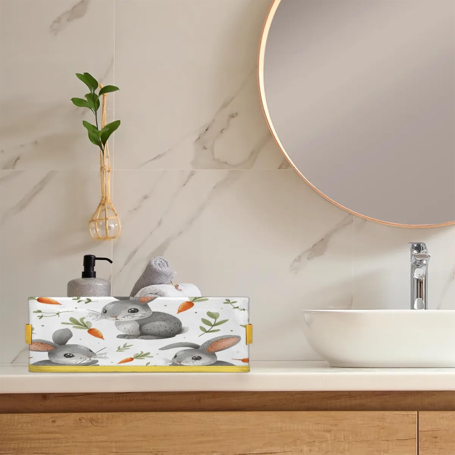 Snatocys Easter Rabbit Carrot Toilet Paper Basket Holder