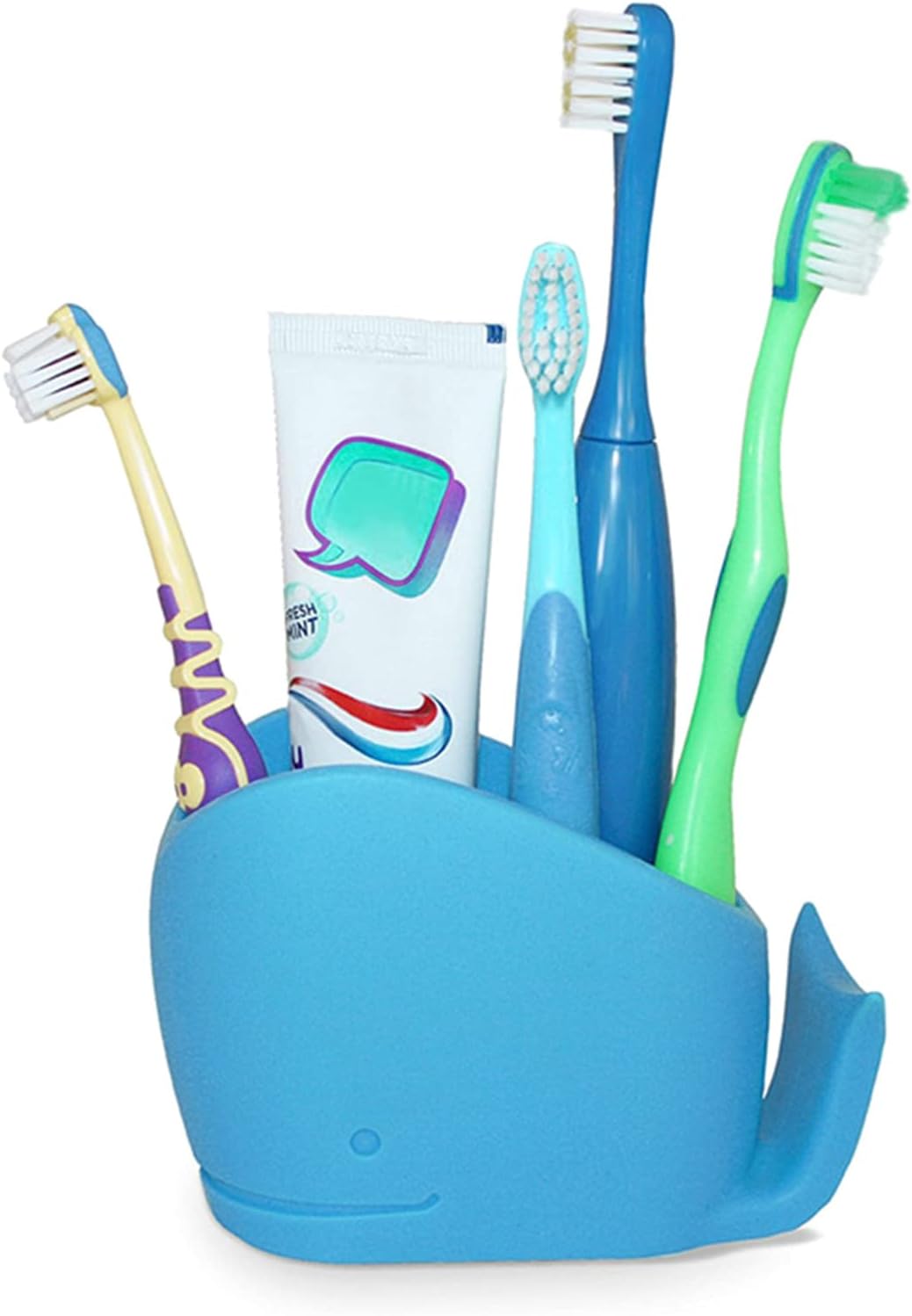 Kids Toothbrush Holder Whale Blue Silicone