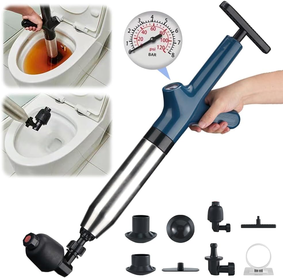 Eadwe Toilet Plunger with Barometer - Blue