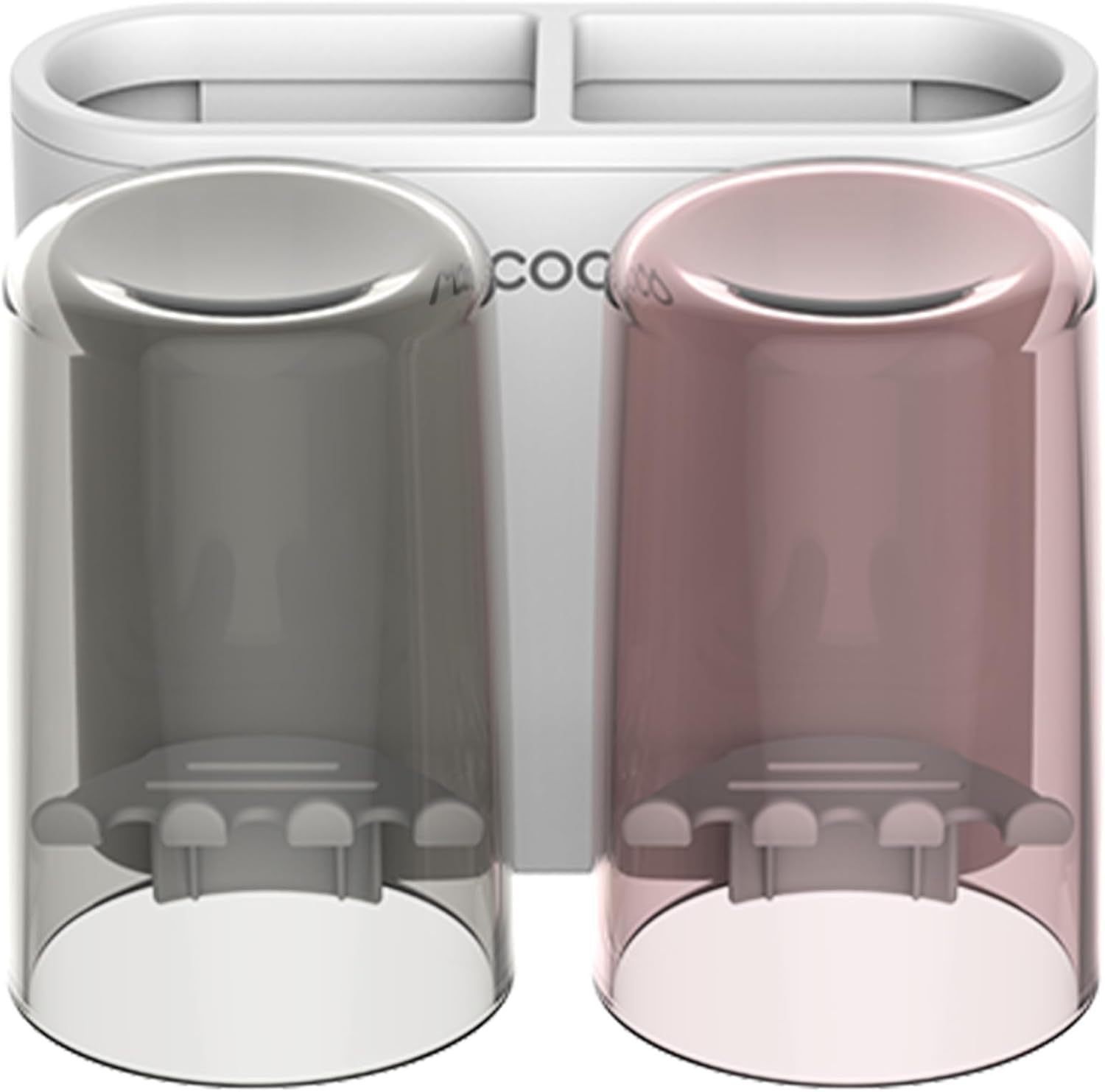 MCOCO Wall Mounted Toothbrush Holder with 2 Cups and 4 Slots