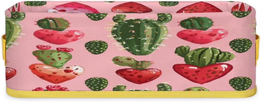 Cactus Valentines Day Toilet Paper Basket for Bathroom Storage