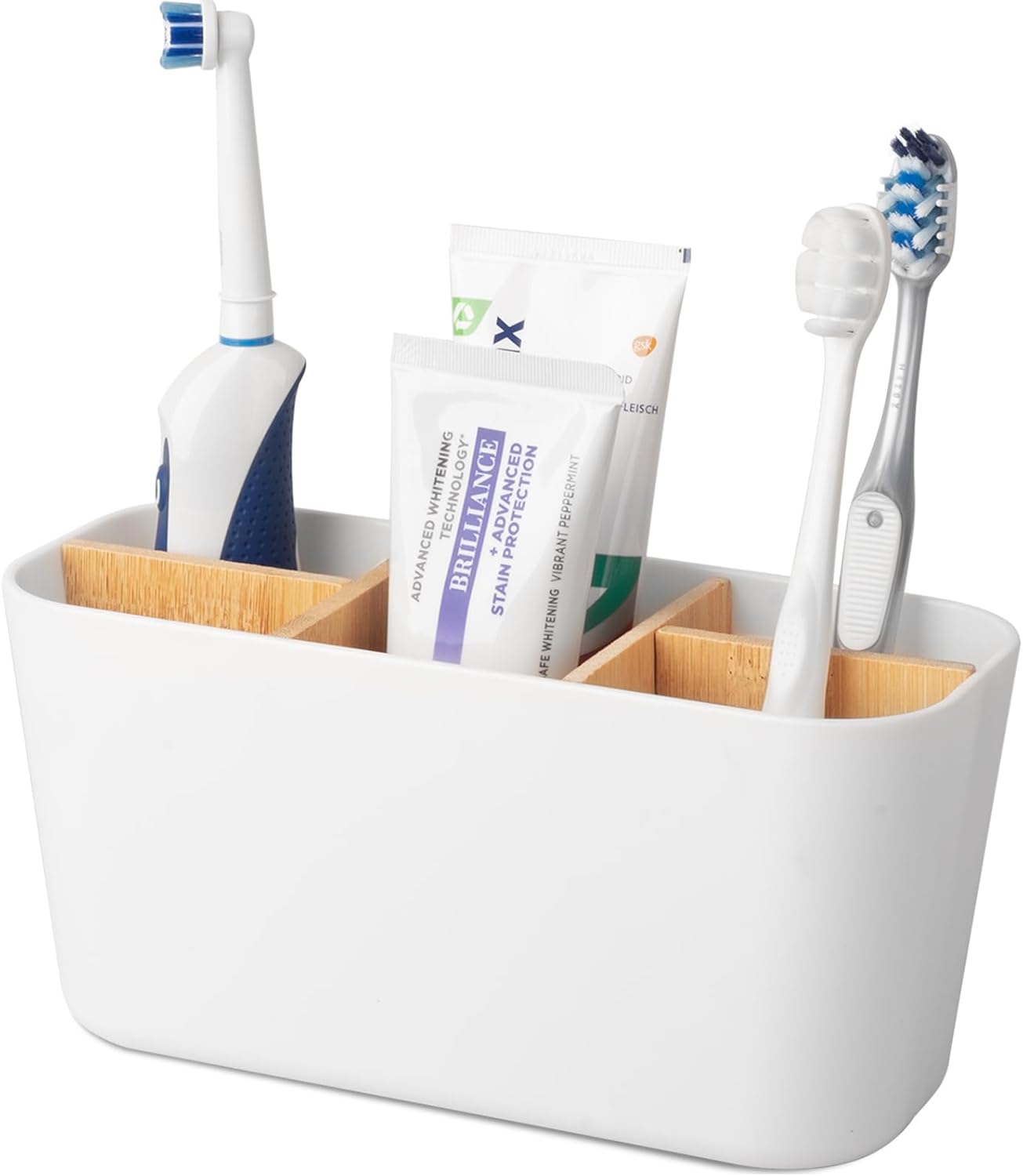 Heagoale Bamboo Toothbrush Holder with 5 Slots