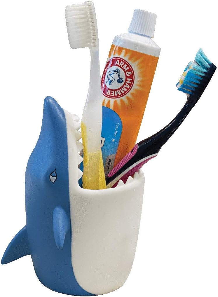 Kids Toothbrush Holder with Drainage - Shark Animal Design