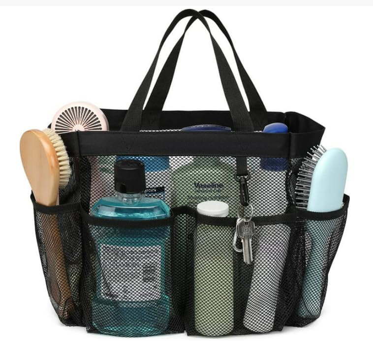 Portable Mesh Shower Caddy with 8-Pocket and Quick Dry Design