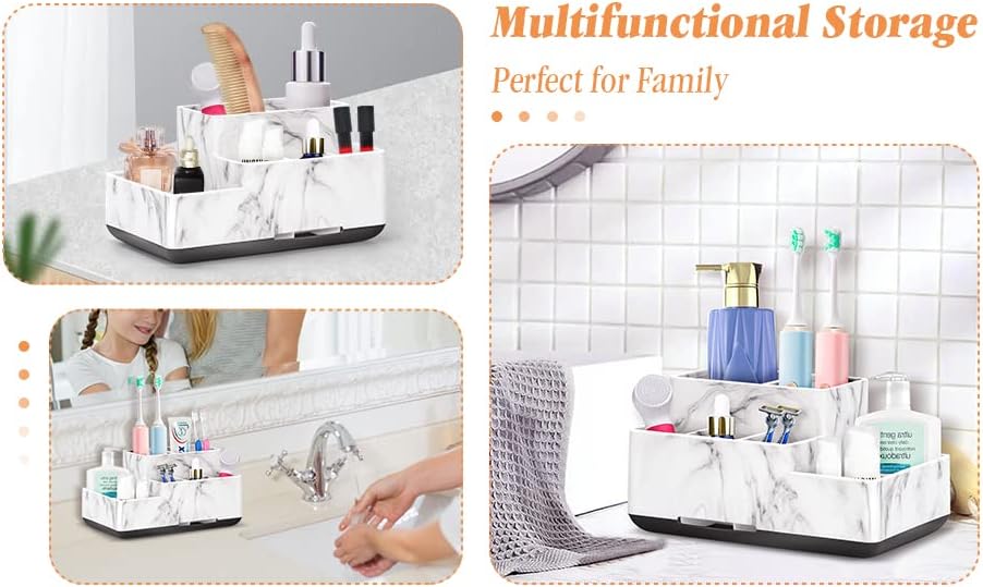 DoubleCare Detachable Toothbrush and Toothpaste Holder with 5 Compartments