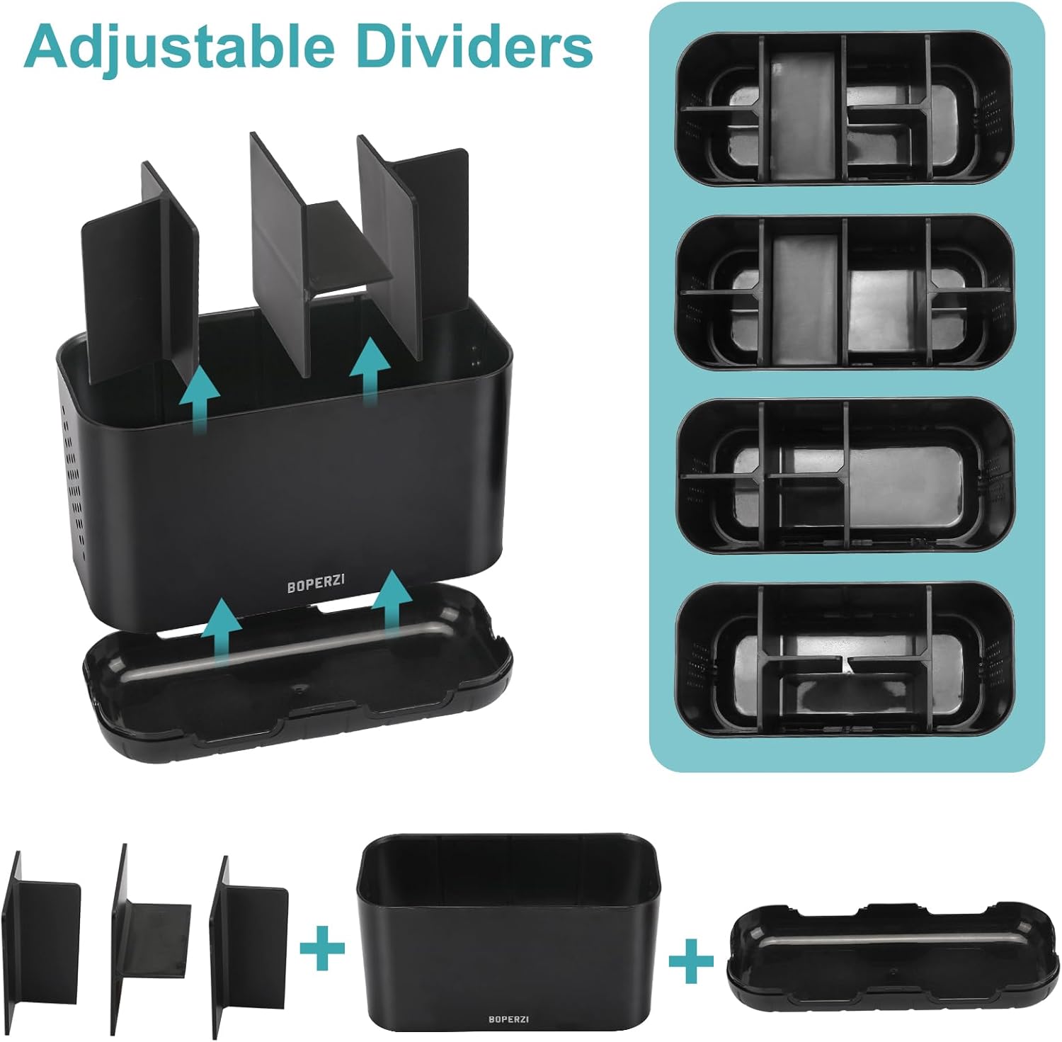 Boperzi 6 Slot Toothbrush Holder with Drainage and Anti-Slip Base Black