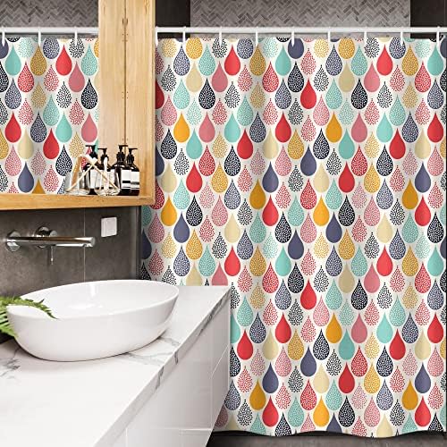 Ambesonne Geometric Raindrops Shower Curtain Set with Hooks