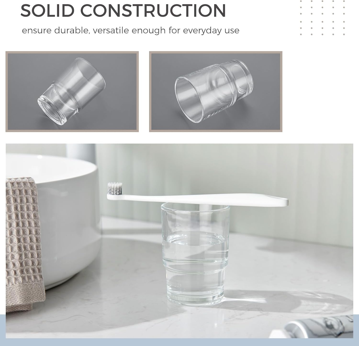 Aomasi Bathroom Glass Cup Toothbrush and Toothpaste Holder Mouthwash Tumbler