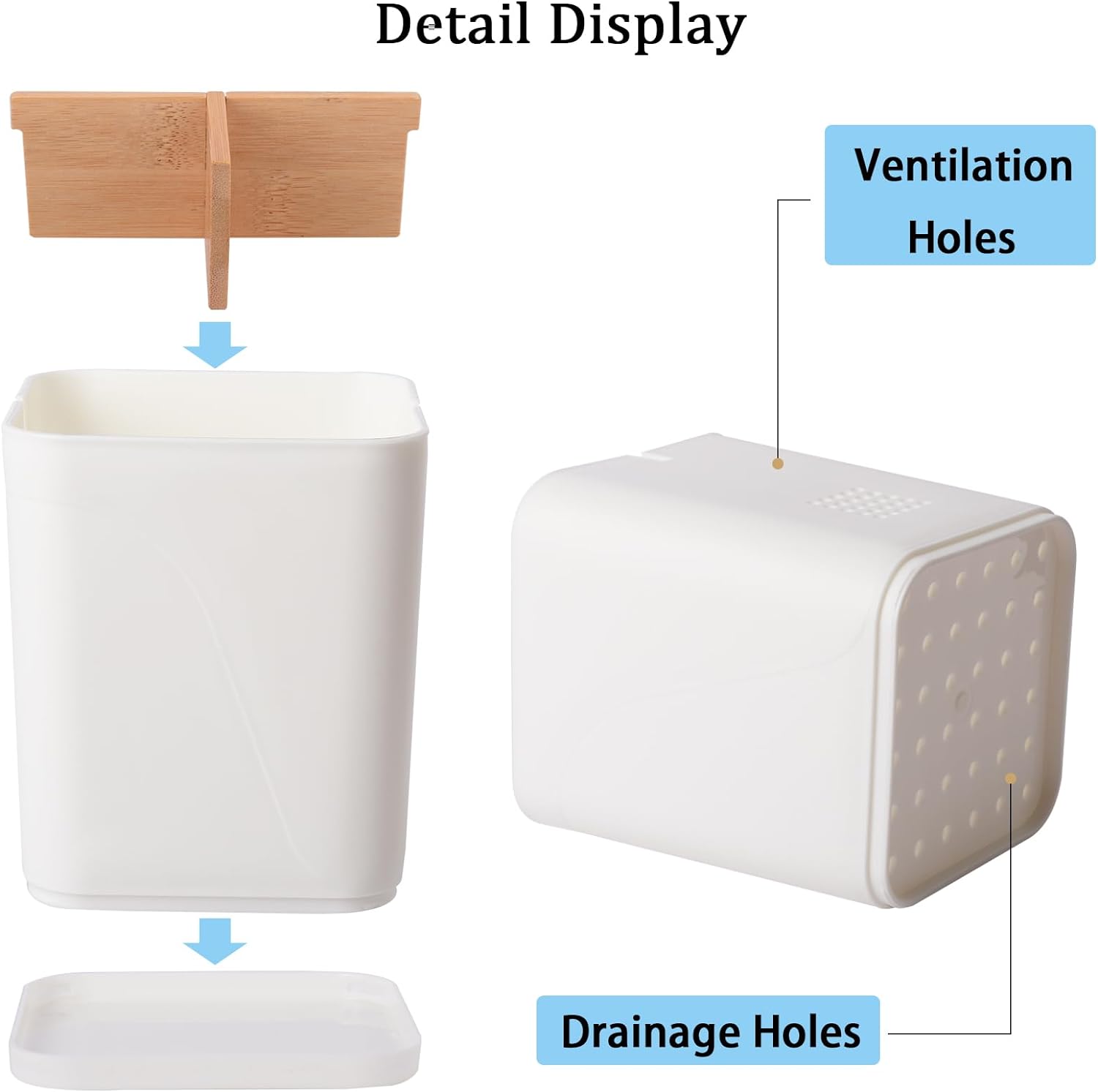 Heagoale 3 Slots Electric Toothbrush Holder with Bamboo Dividers