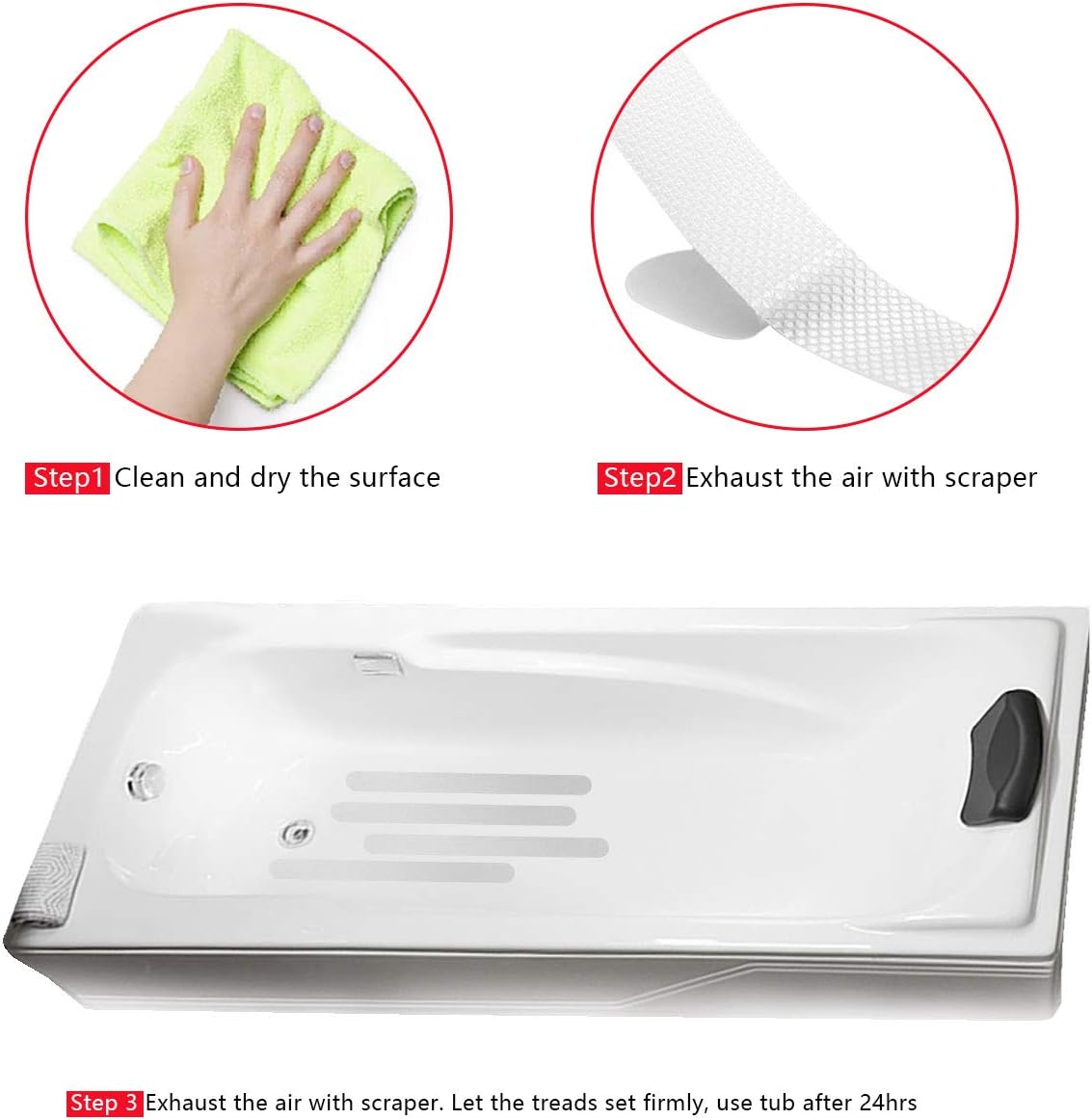 XURI Non-Slip Bathtub Stickers 12PCS Clear Safety Strips 1