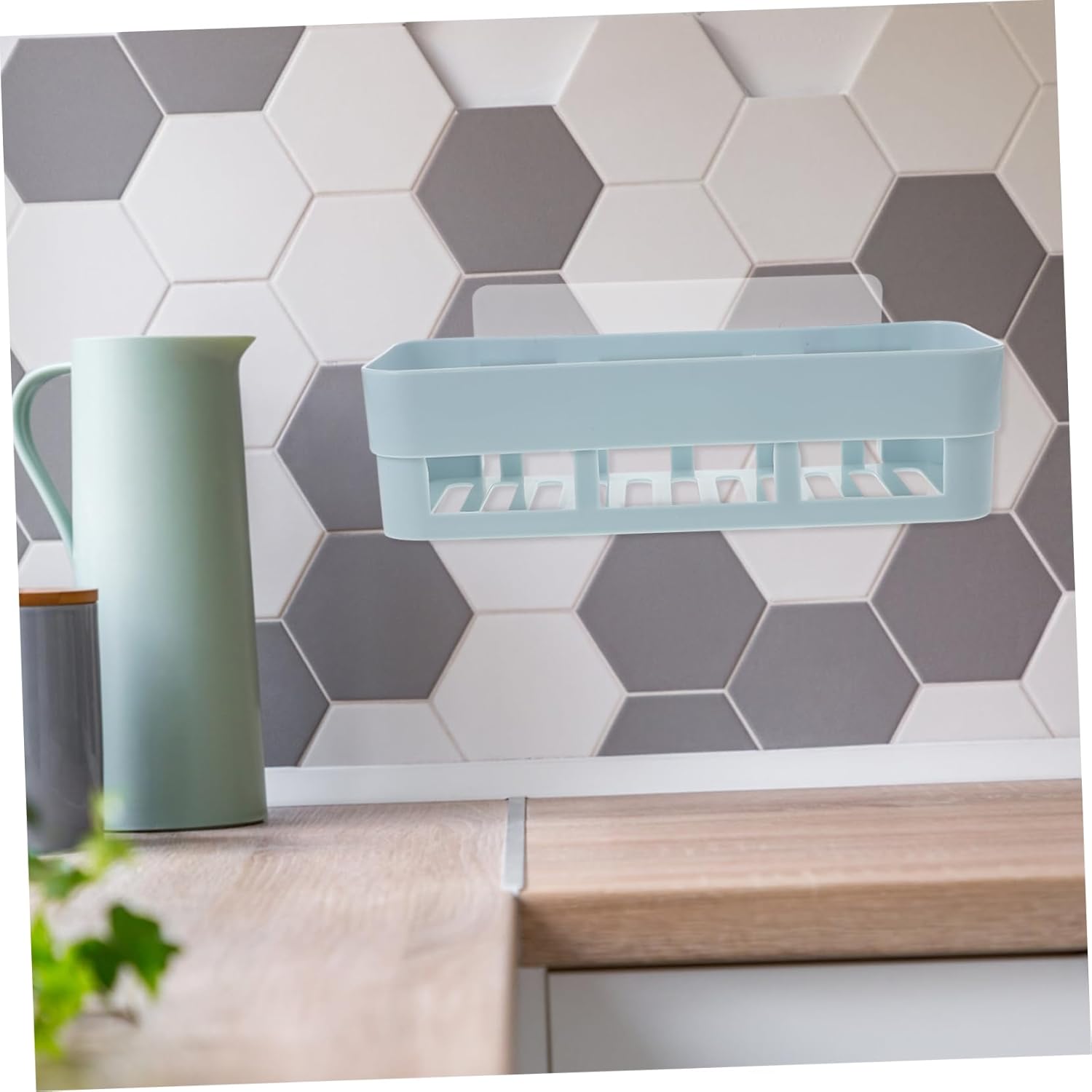 Amosfun Adhesive Shower Caddy with Dry Storage