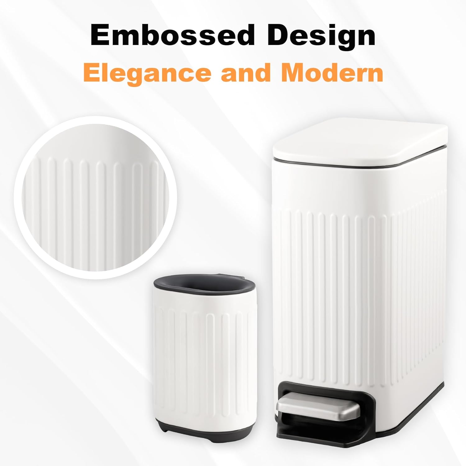 TrashAid Bathroom Trash Can with Toilet Brush Set 1