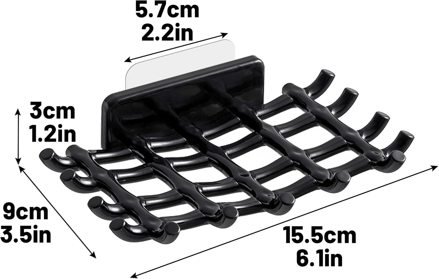 HASSLICKIT Soap Holder with Hooks 2 Pack Black