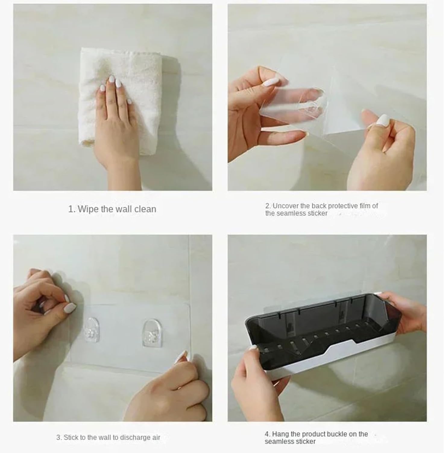 Shower Caddy Adhesive Hooks 3PCS Waterproof No Drill