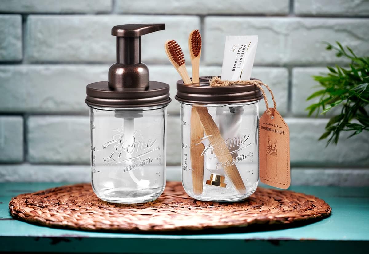 SheeChung Mason Jar Toothbrush Holder Shabby Chic
