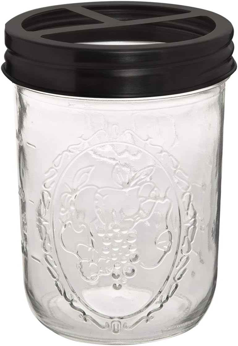 Bonris 16oz Glass Toothbrush Holder with Stainless Steel Lid
