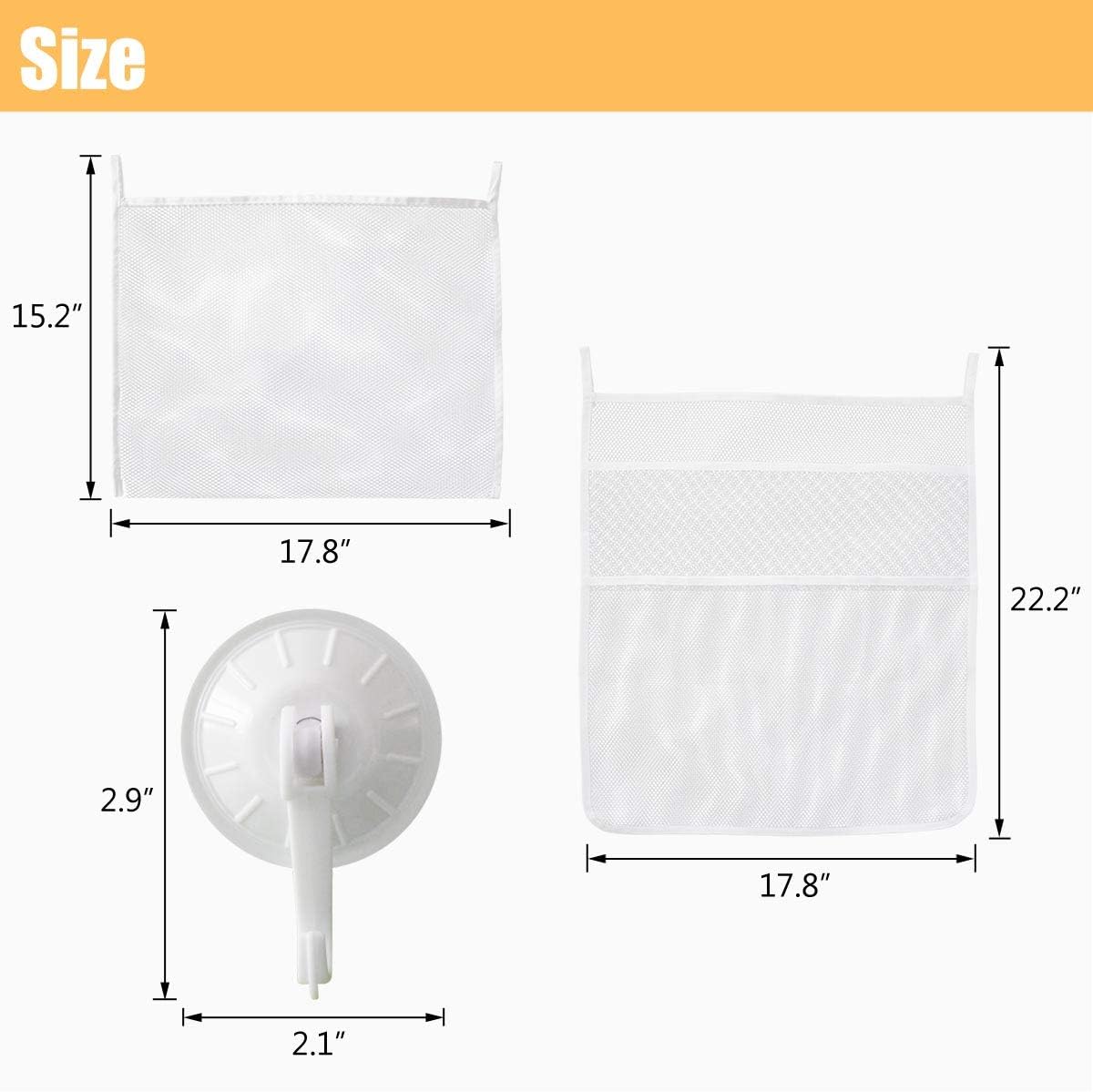 TTSAM Bath Toy Organizer with 6 Suction Hooks