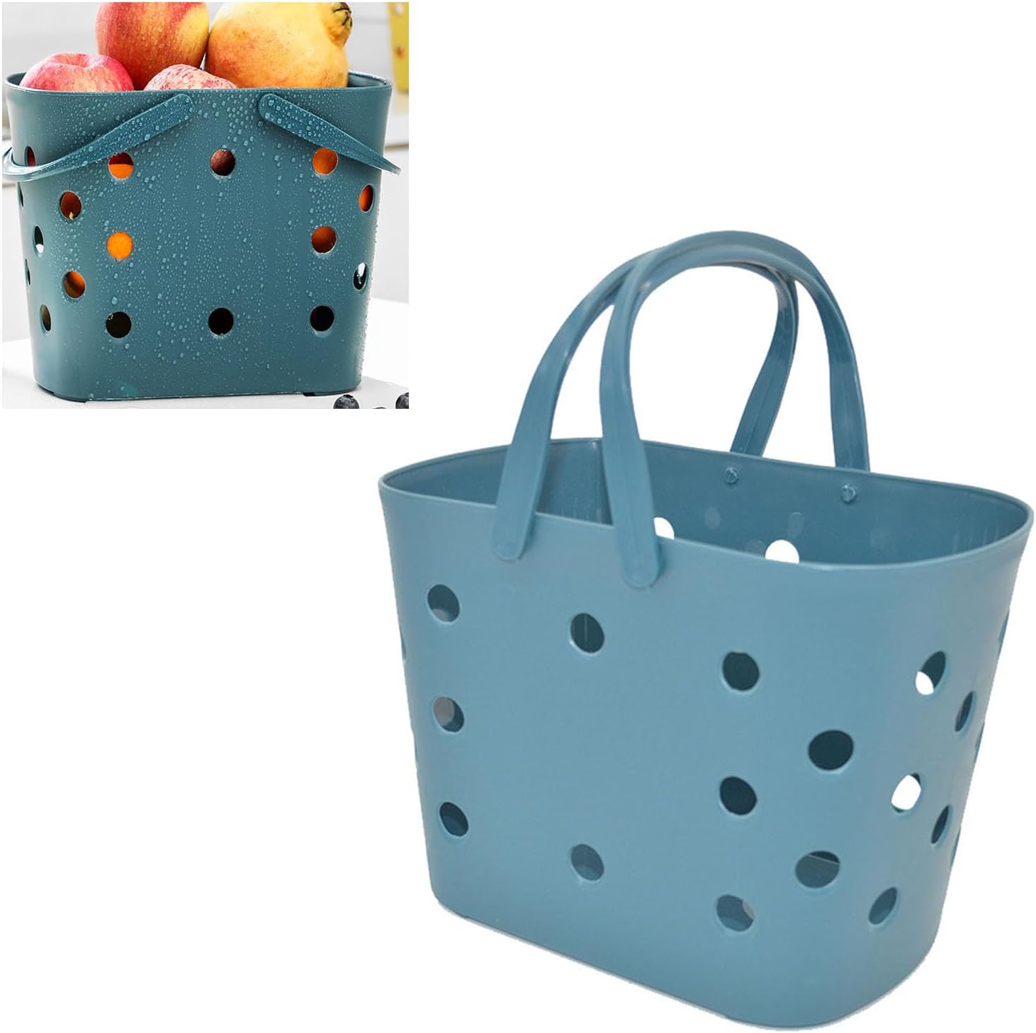 DMLENGOIN Portable Shower Basket with Handle - Blue