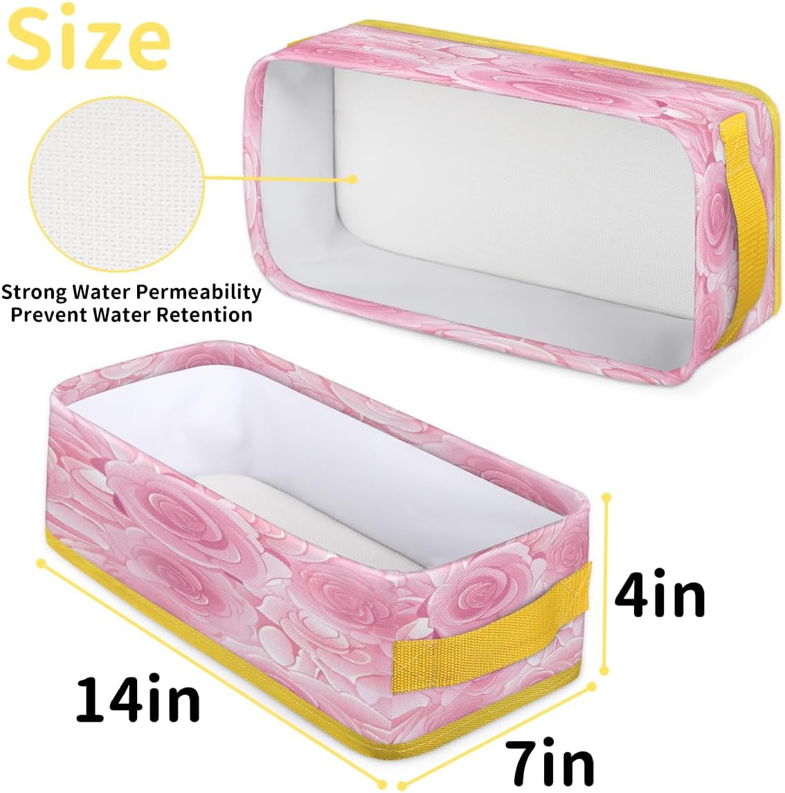 Valentines Day Roses Toilet Paper Storage Basket with Handle