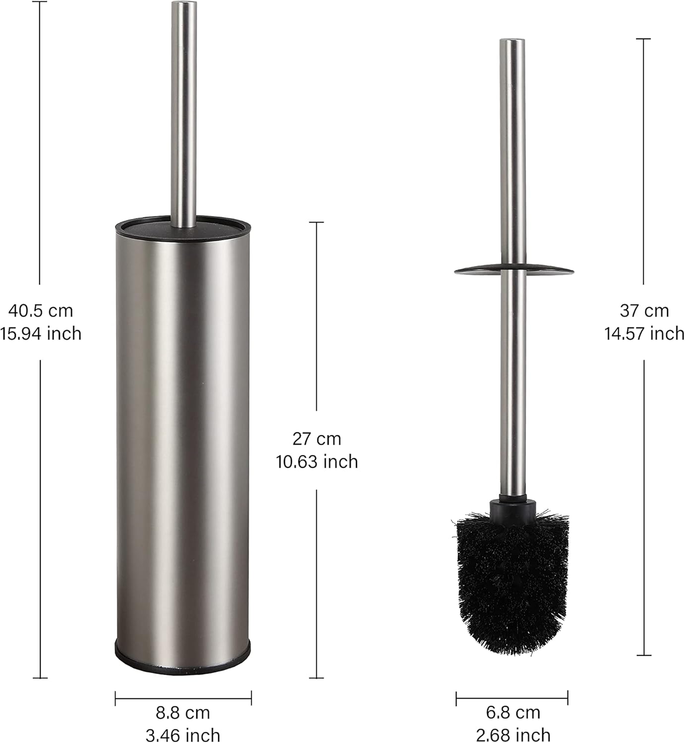 BGL Toilet Brush and Holder with Brushed Nickel Design