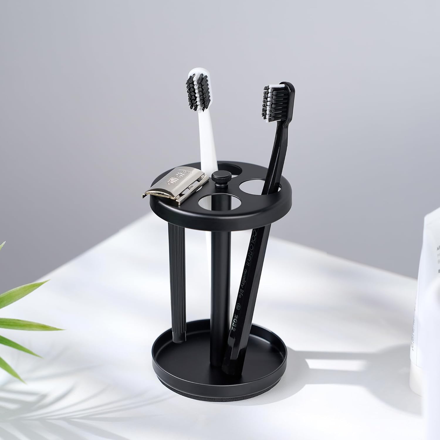 Black Stainless Toothbrush Holder Stand for Bathroom