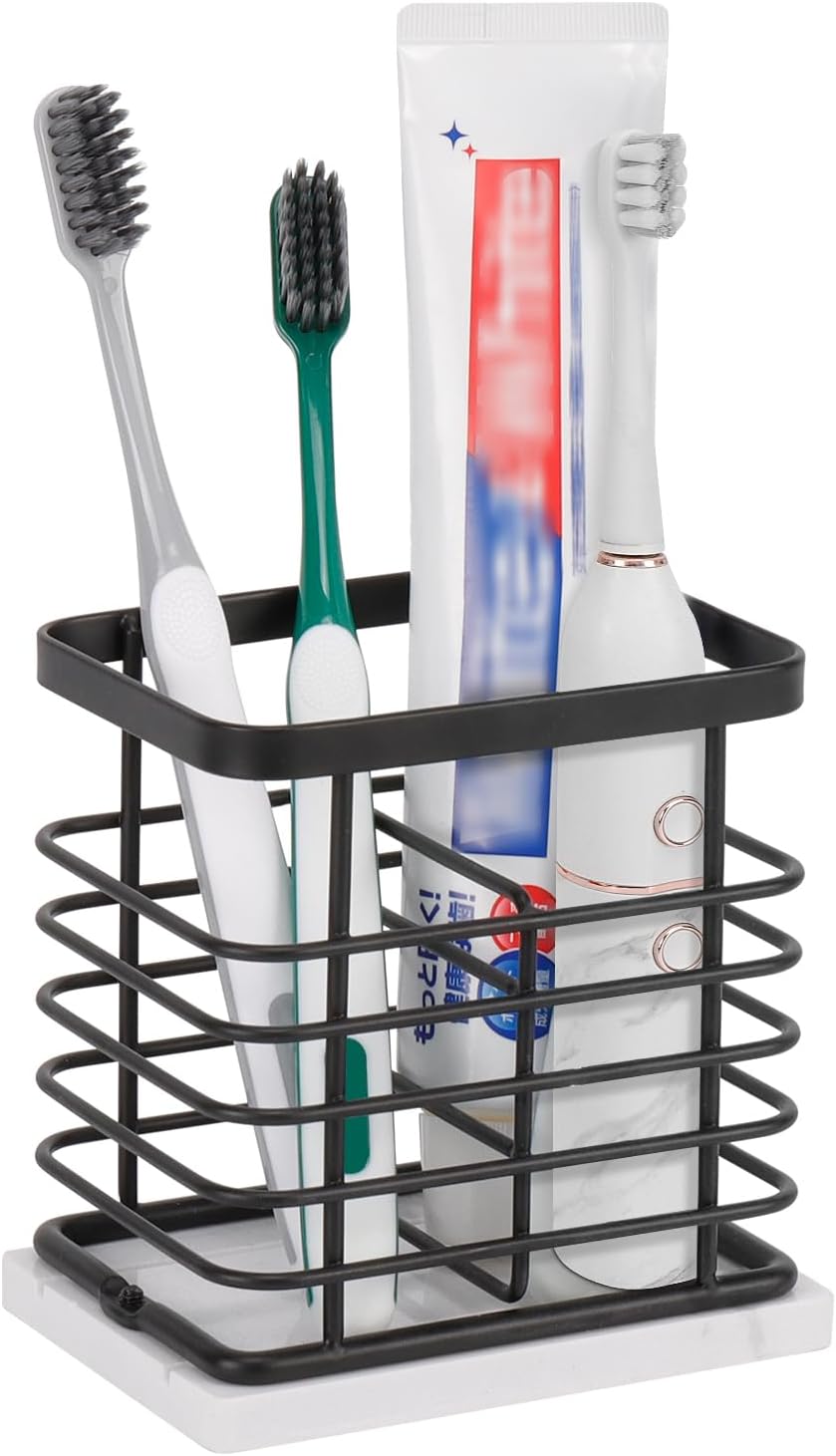 HarJue Toothbrush Holder with Marble Base and 2 Slots