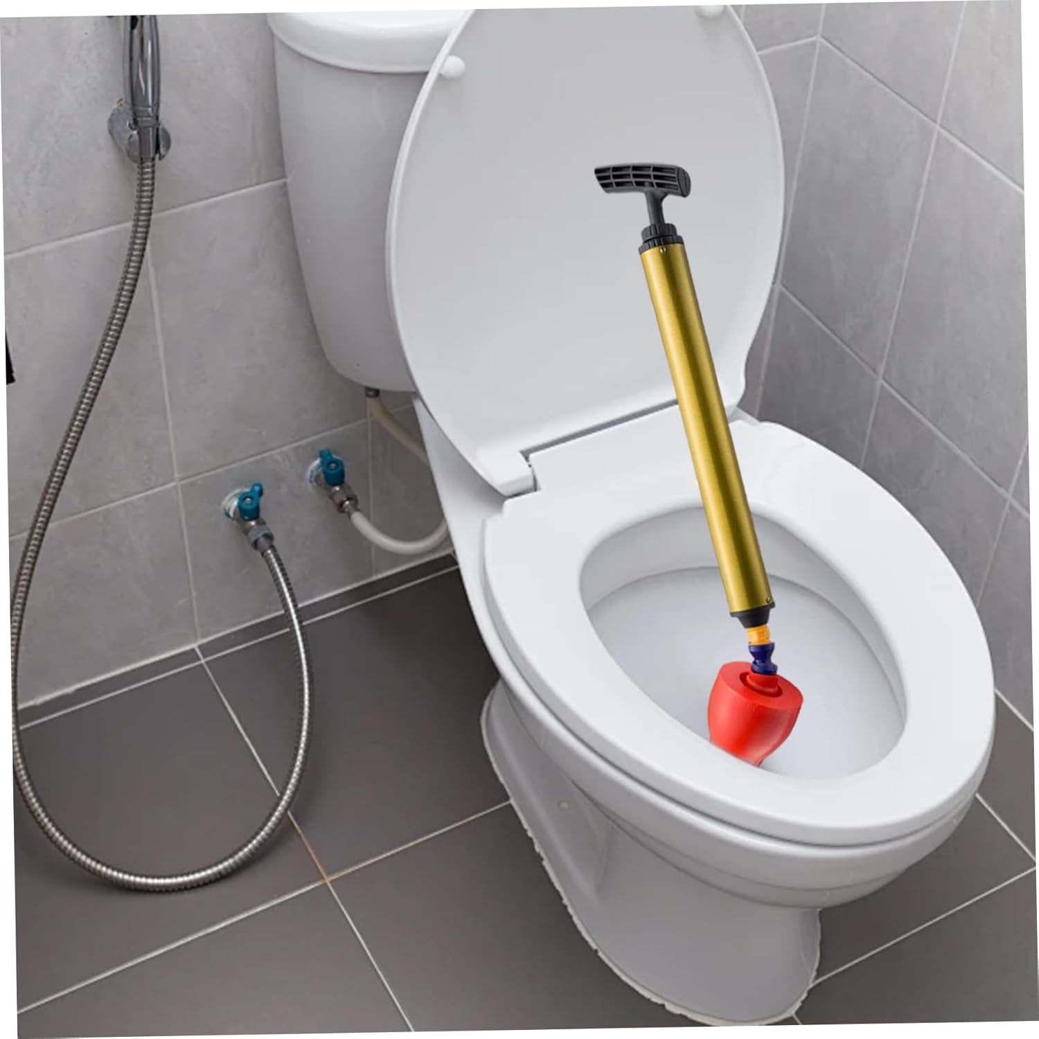 High Pressure Toilet Plunger with 180 Rotating Head and Press Handle
