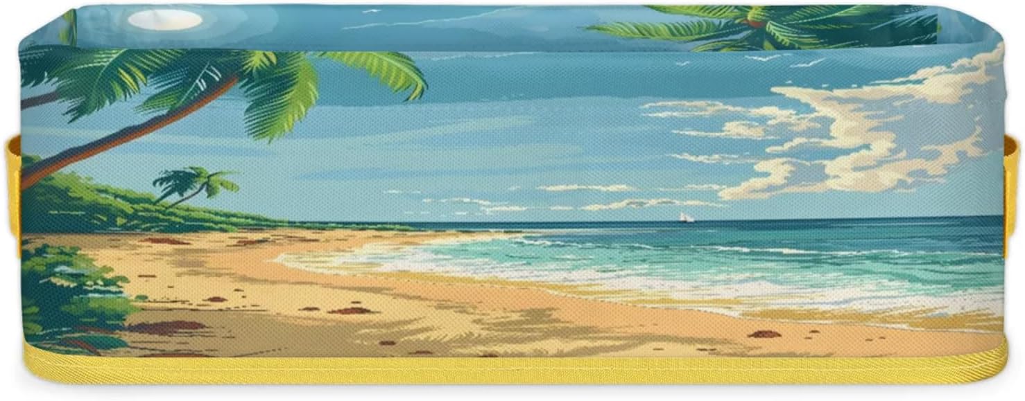 Tropical Beach Toilet Paper Basket with Handles