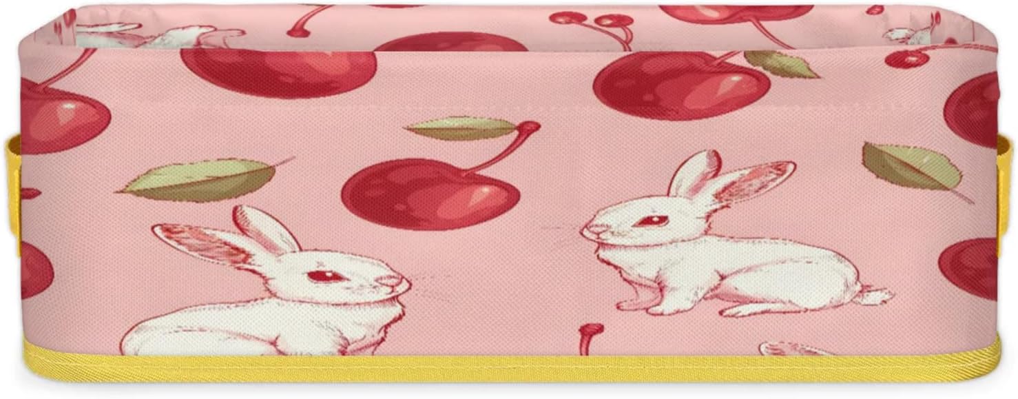 Spring Easter Rabbit Toilet Paper Storage Basket with Handles
