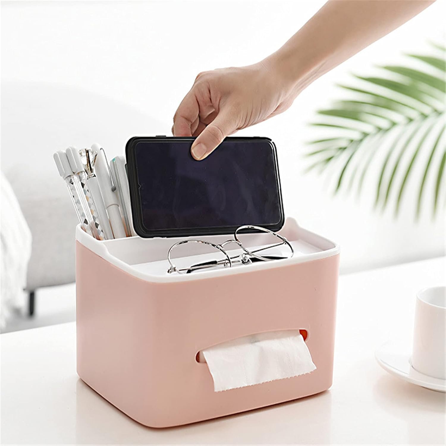 Stsmcl Pink Tissue Box with Magnetic Bottom