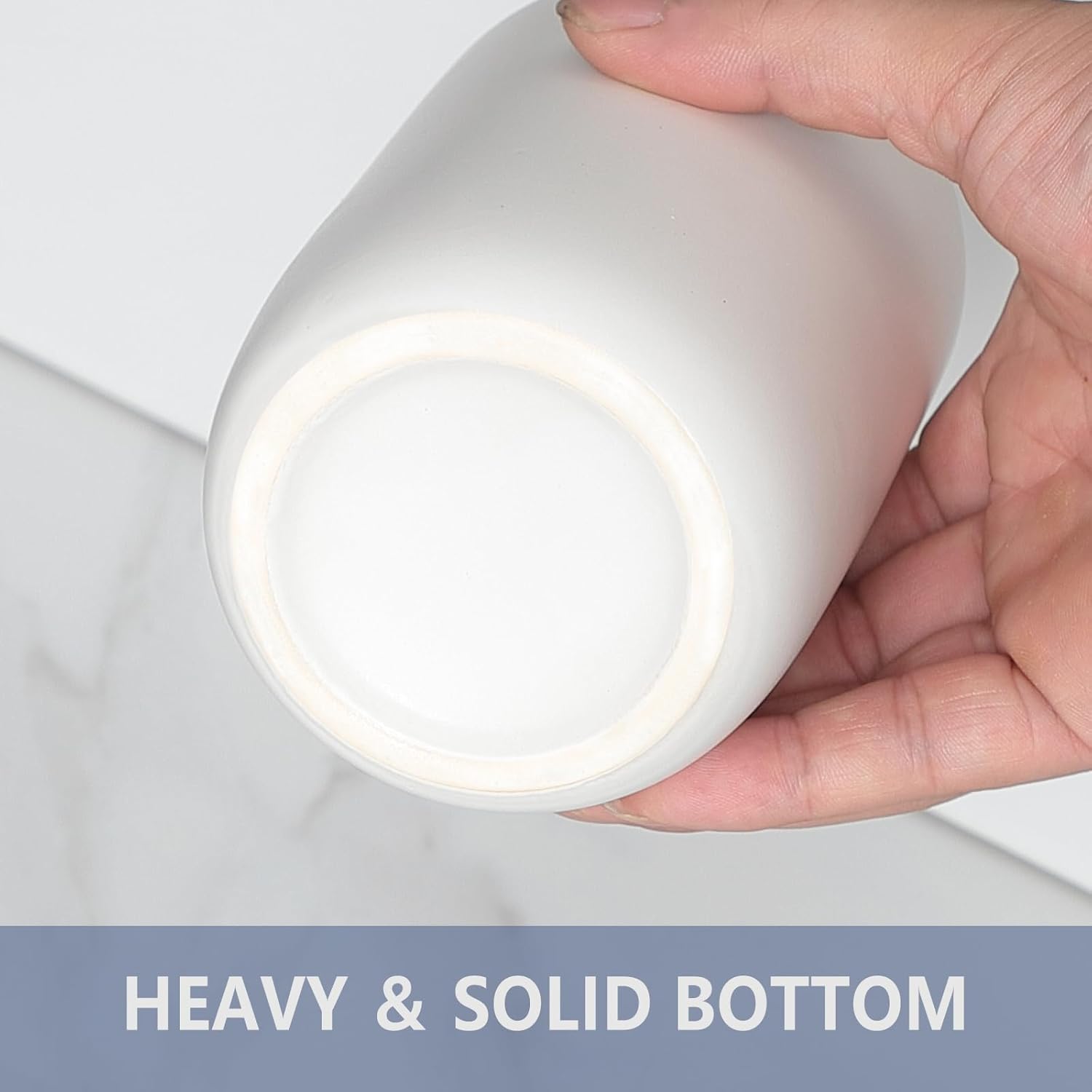 Ceramic Toothbrush Holder Set - 2Pcs White Bathroom Tumbler Cups