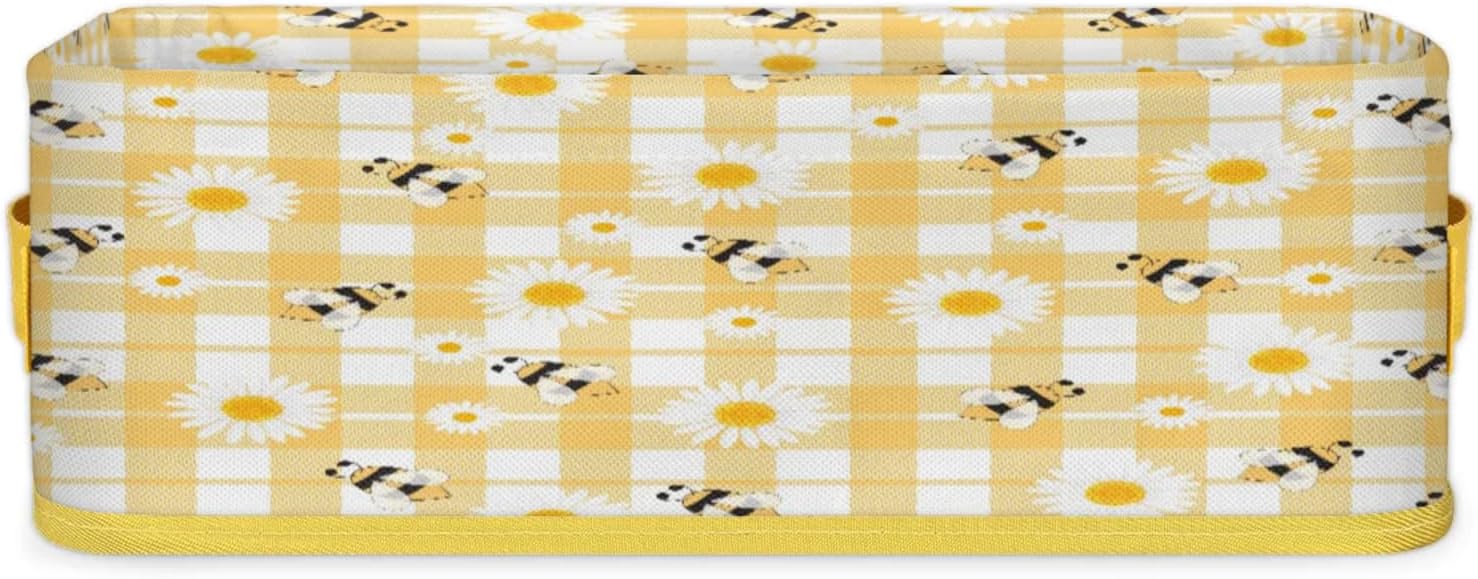 Daisy Toilet Tank Topper Paper Basket with Handles