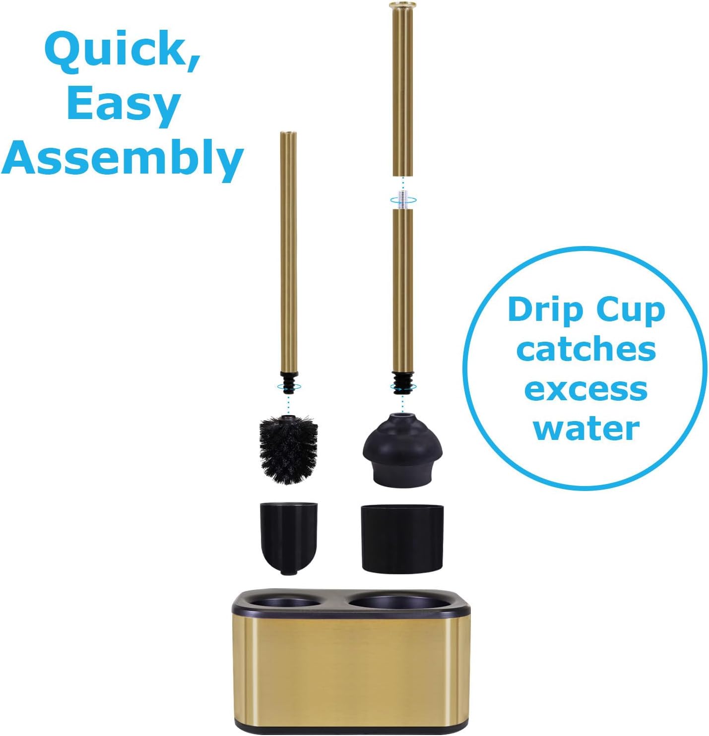 Blue Donuts Toilet Brush with Gold Plunger Set
