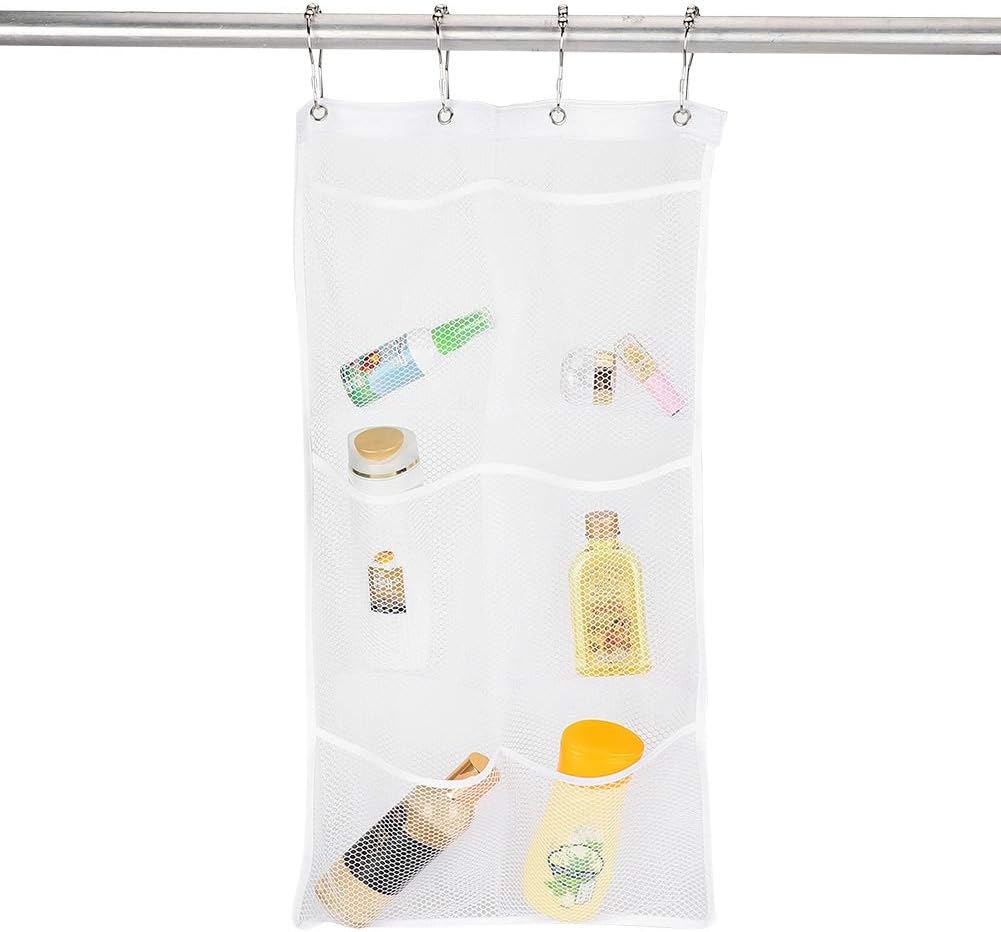Jwthee Mesh Shower Caddy with 6 Pockets and Metal Hooks