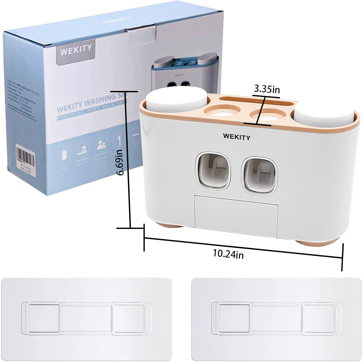 Wekity Wall Mounted Toothbrush Holder with 5 Slots and 4 Cups